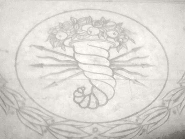 Roman cornucopia, symbol of Valentia, found on the floor of a Roman building excavated in the Plaça de la Mare de Déu