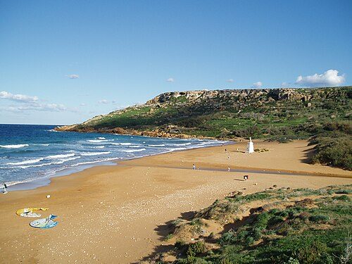 The beach of Ramla Bay on Gozo.