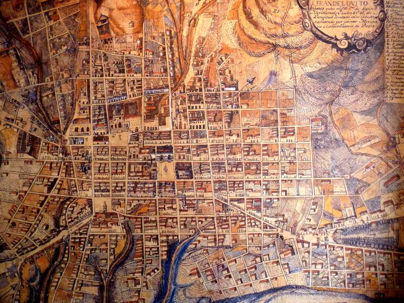 Map of the city of Quito dated 1805. Made by Juan Pío Montúfar, 2nd Marquis of Selva Alegre and president of the Junta Soberana de Quito of 1809.