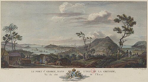 The island of Grenada and port Saint-Georges in 1776.