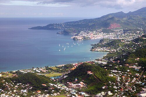 Aerial photo of the capital St George's.