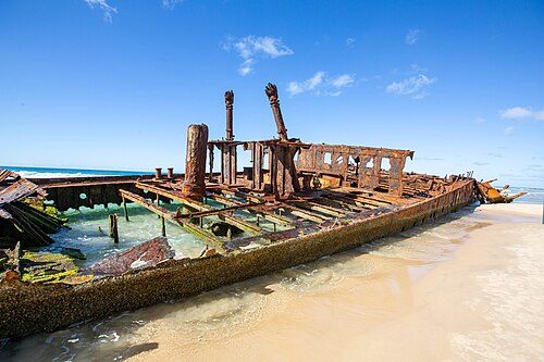 The wreck of SS Maheno near Eli Creek, 2019