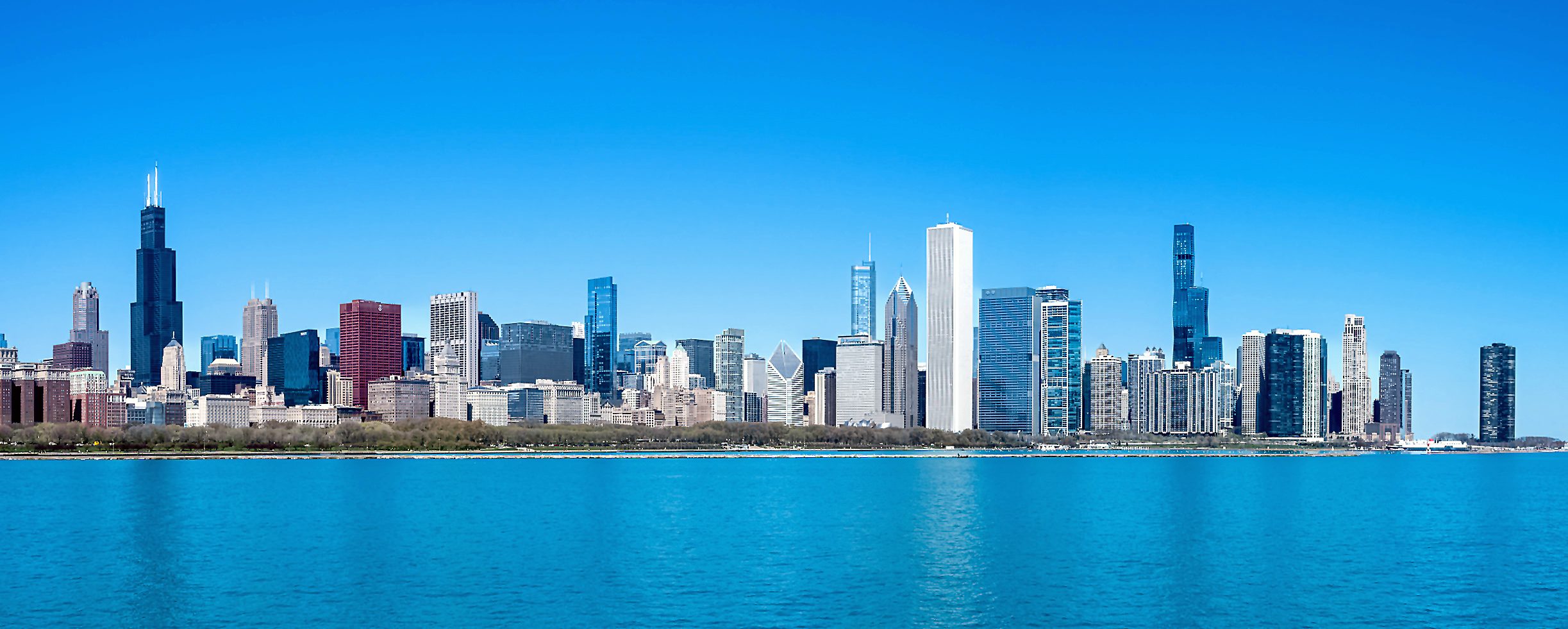 The skyline in springtime light