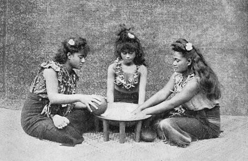 Studio photo depicting preparation of the Samoa 'ava ceremony c. 1911